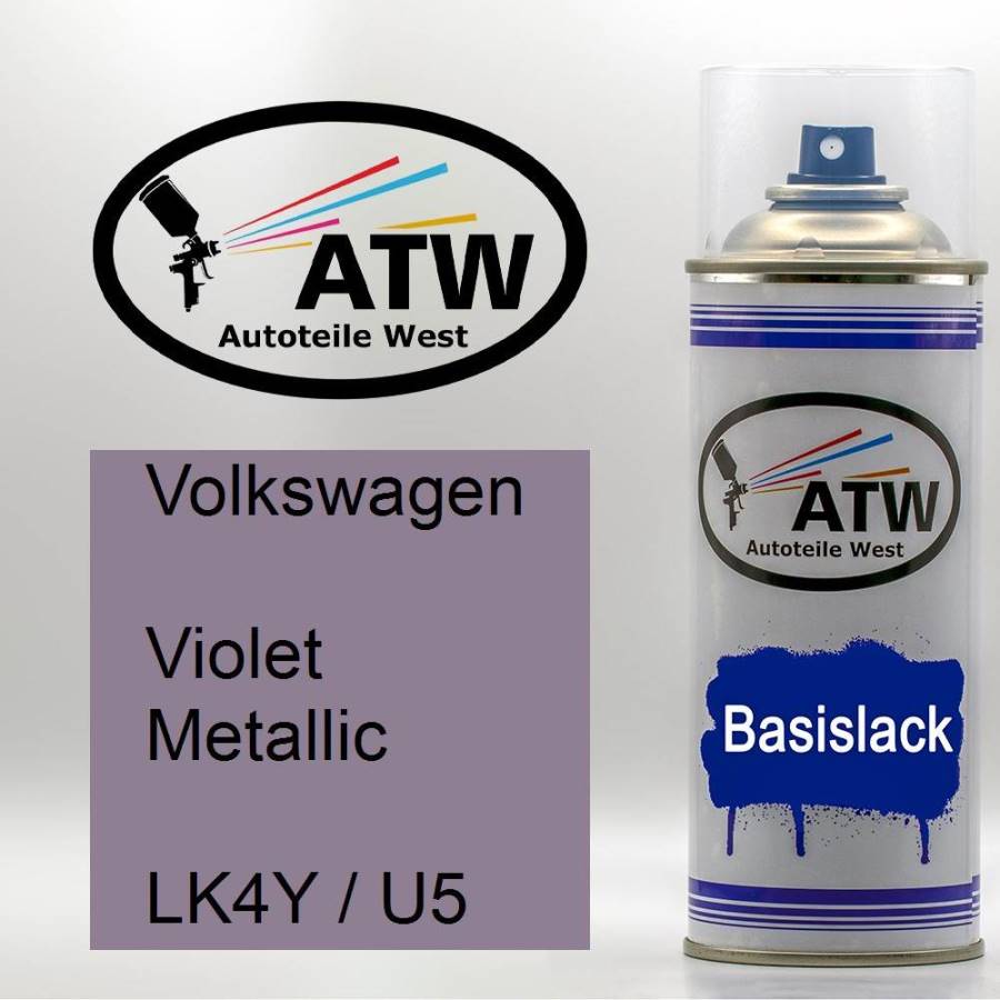 Volkswagen, Violet Metallic, LK4Y / U5: 400ml Sprühdose, von ATW Autoteile West.